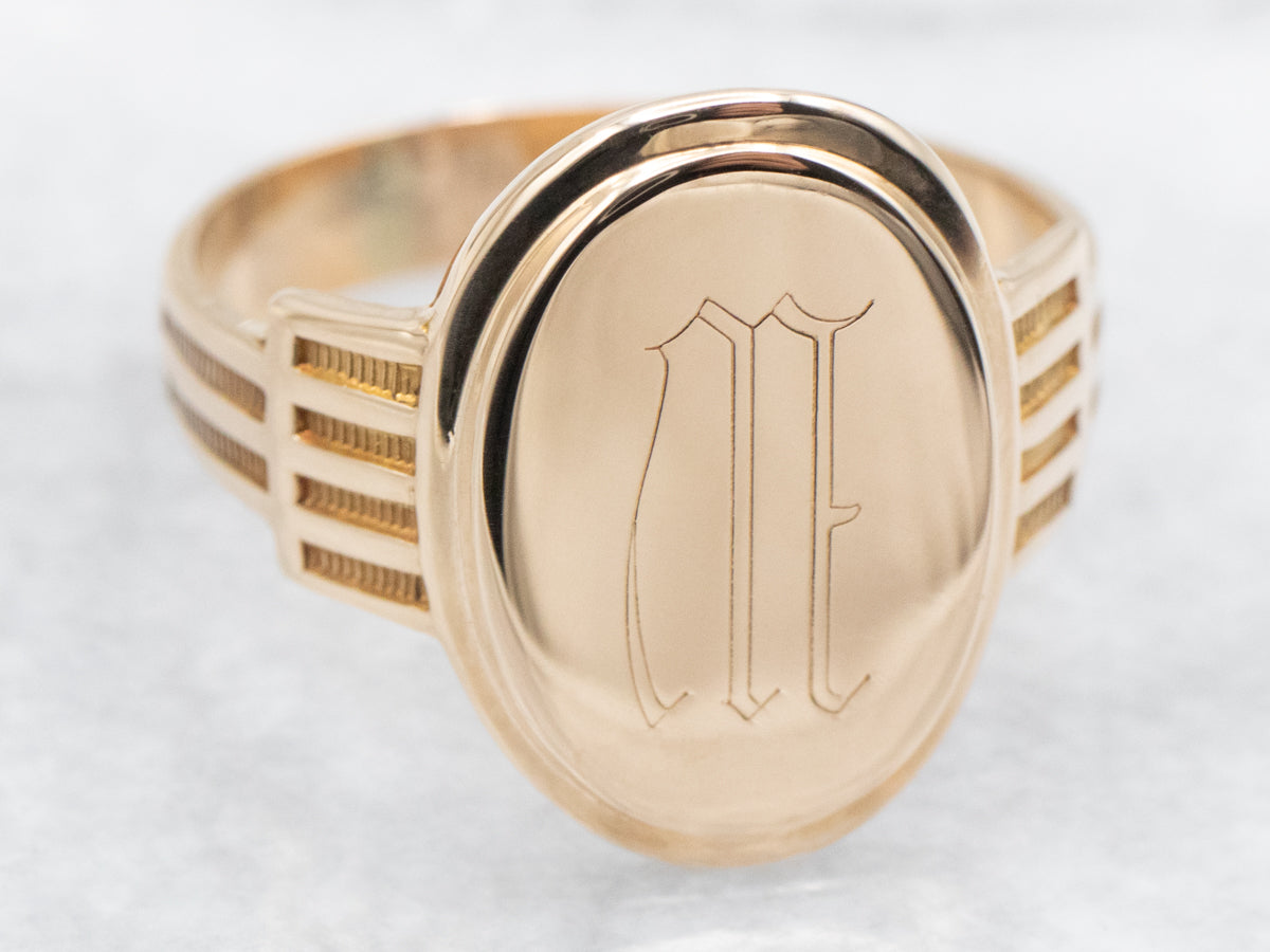 Vintage Oval Signet Ring with &quot;M&quot; Monogram Engraved