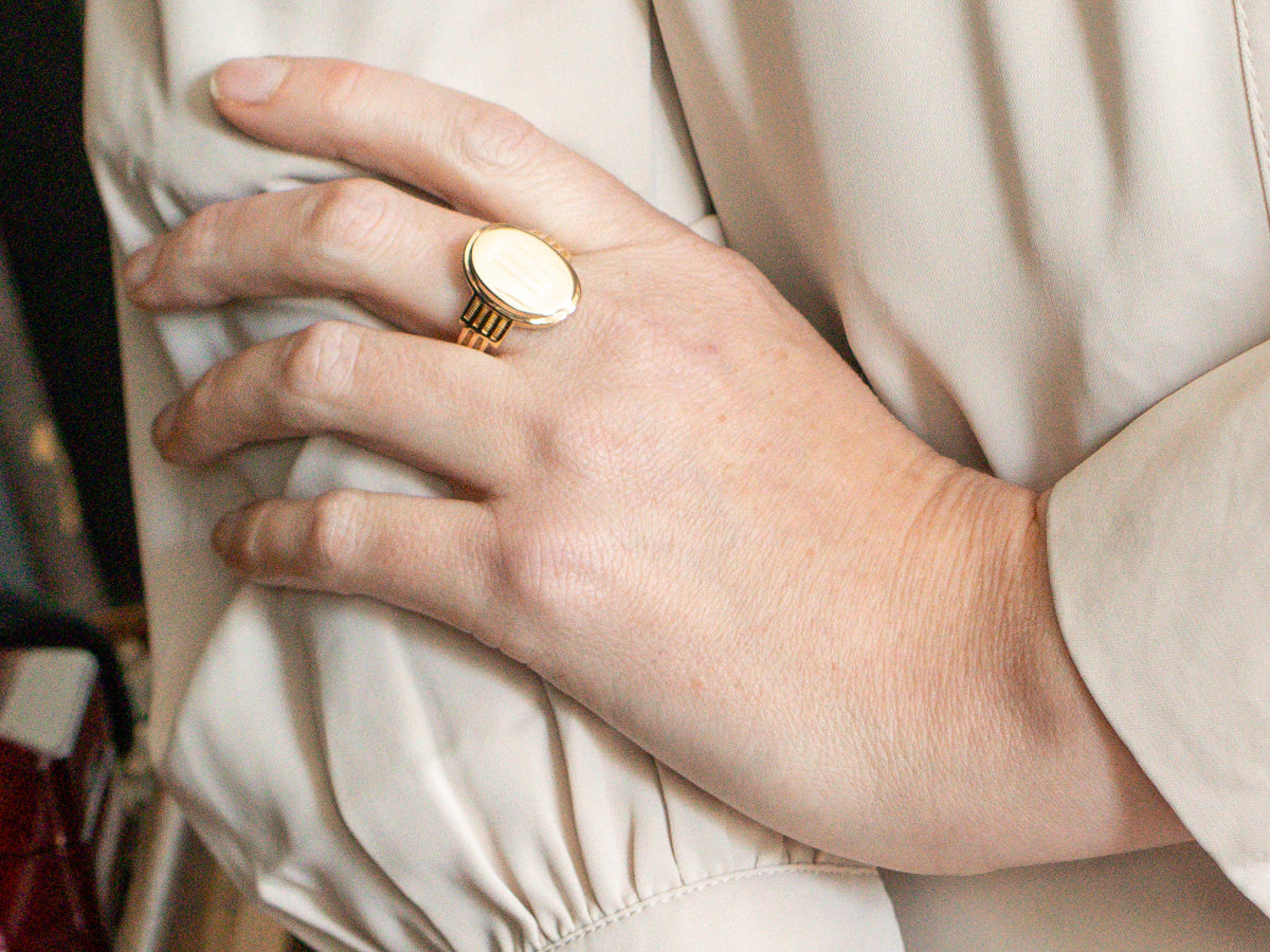 Vintage Oval Signet Ring with "M" Monogram Engraved