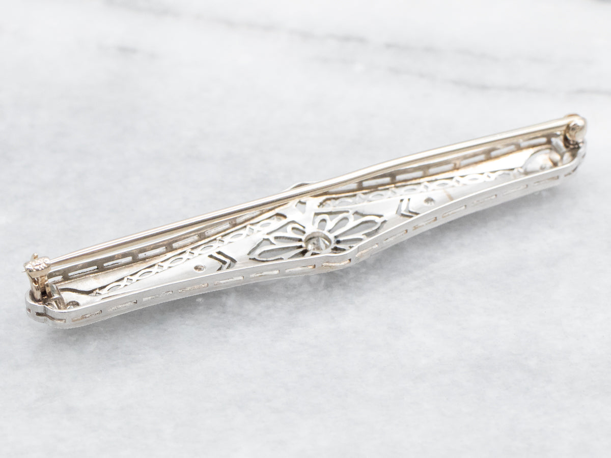 Art Deco Diamond Filigree Brooch