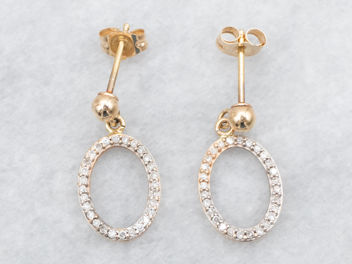 Diamond Oval Shaped Drop Earrings