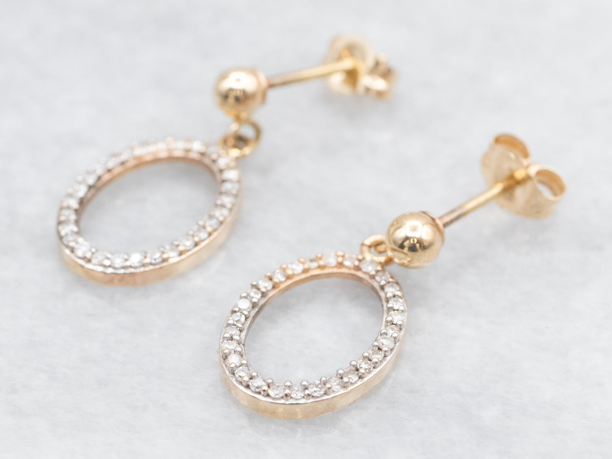 Diamond Oval Shaped Drop Earrings