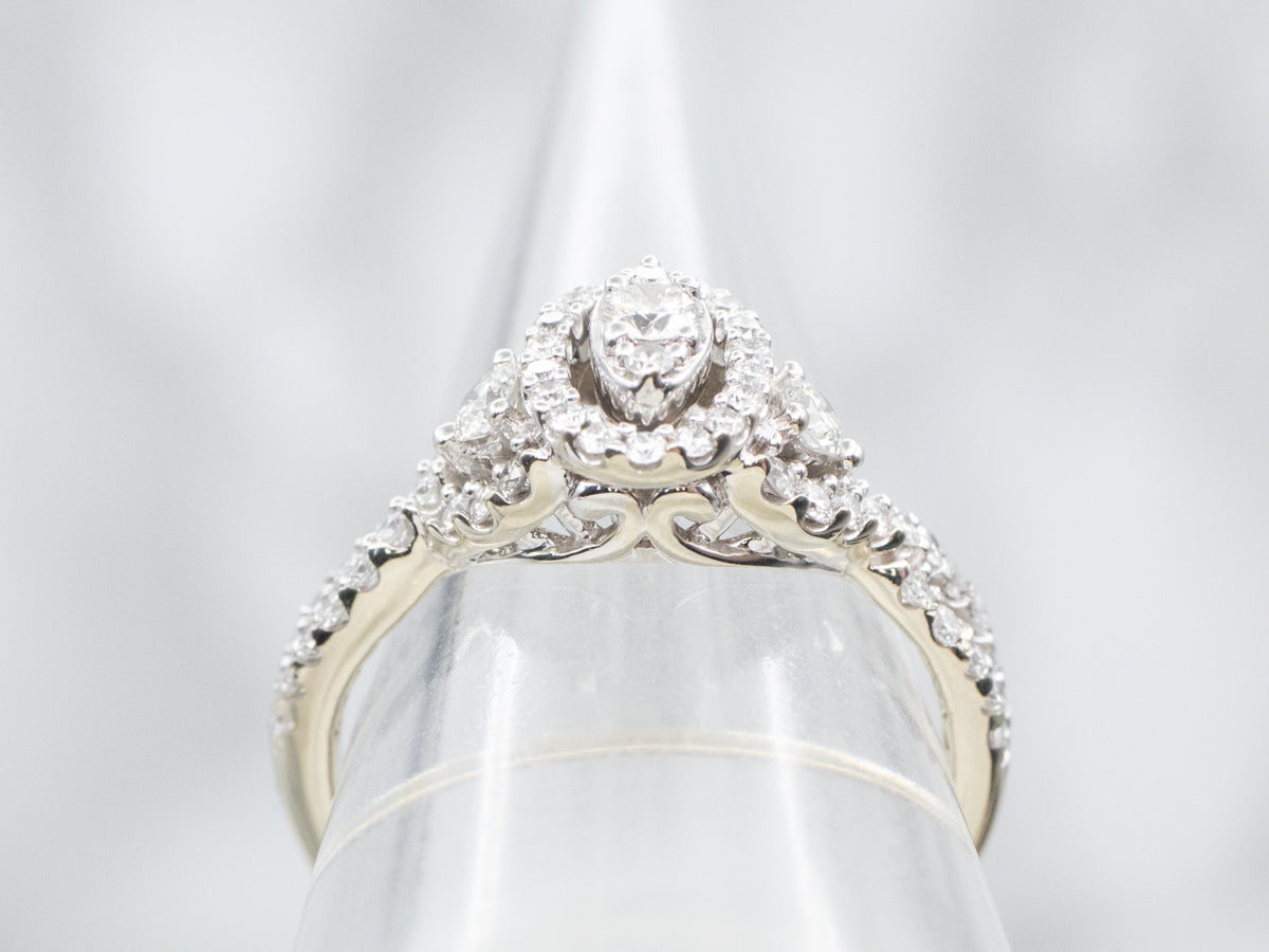 Modern Diamond Halo Engagement Ring