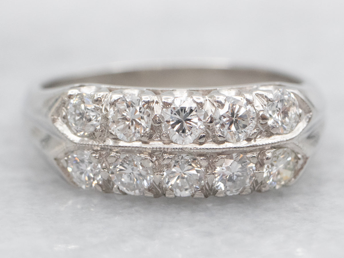 Vintage Double Row Diamond Band