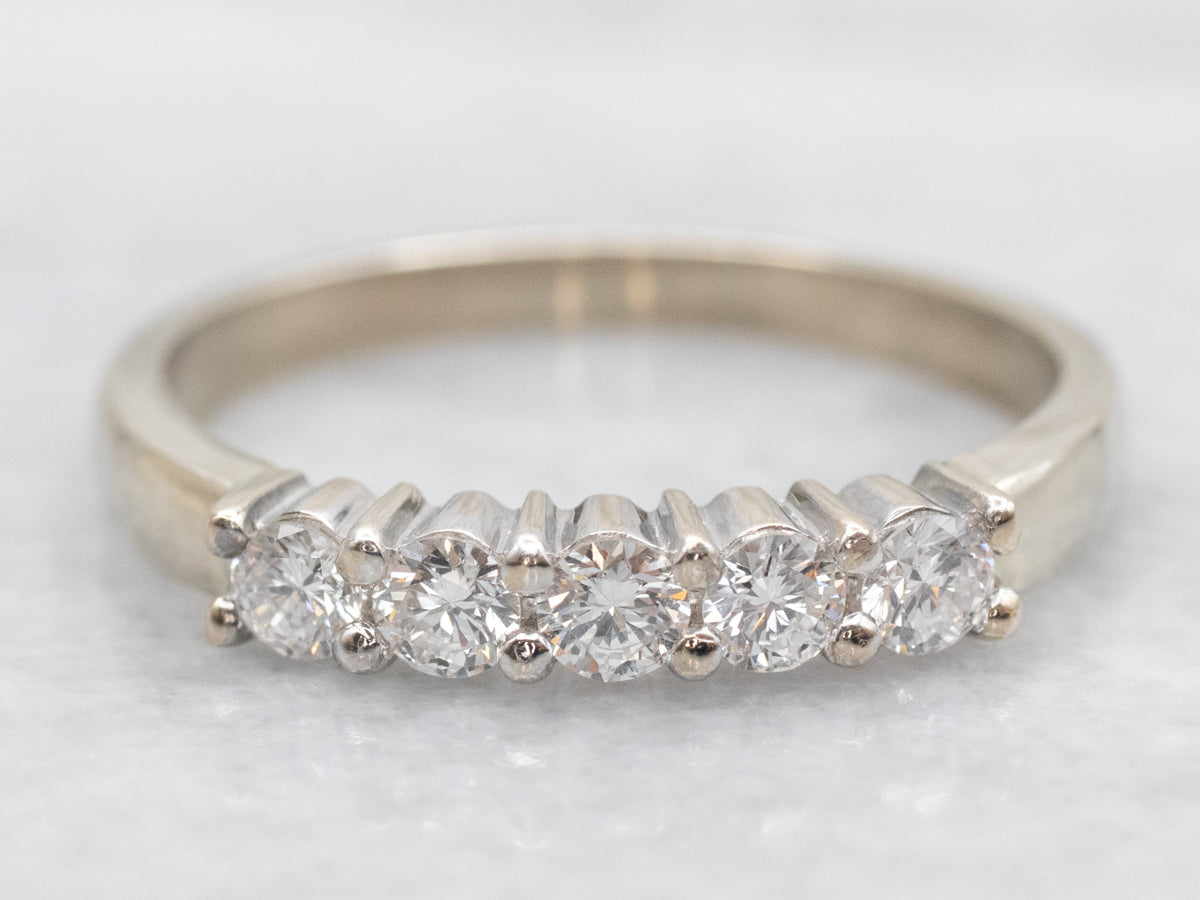 Five Diamond 18-Karat White Gold Band