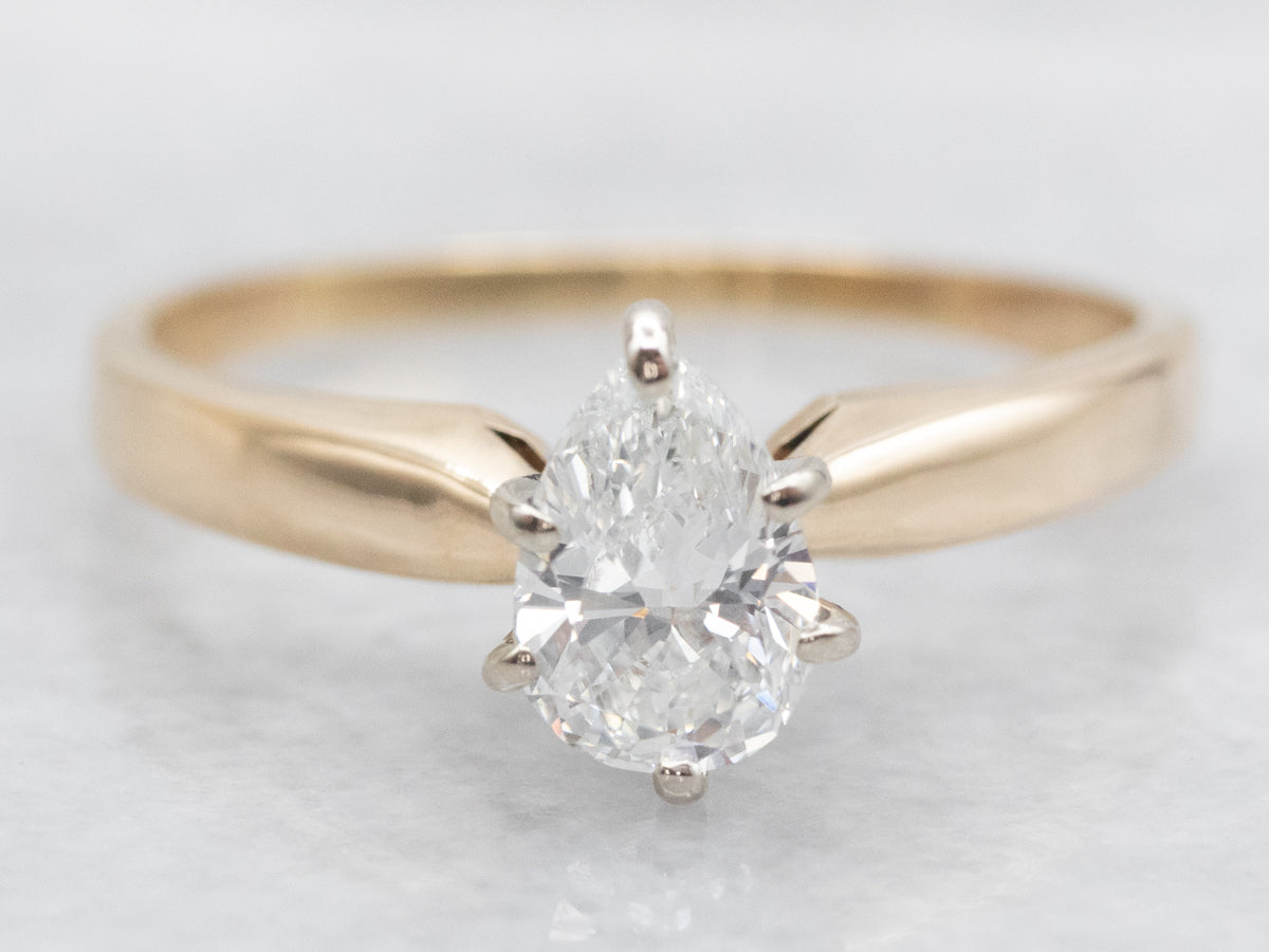 Pear Cut Diamond Solitaire Engagement Ring