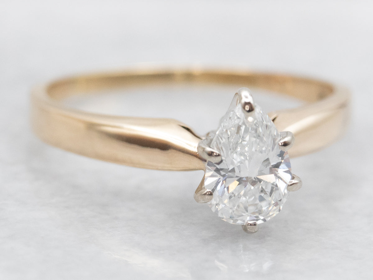 Pear Cut Diamond Solitaire Engagement Ring