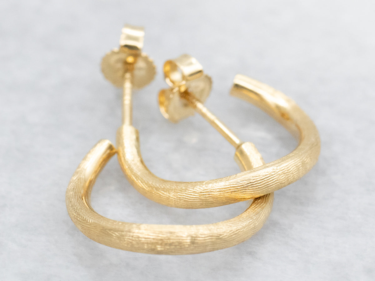 Brushed Gold Hoop Earrings