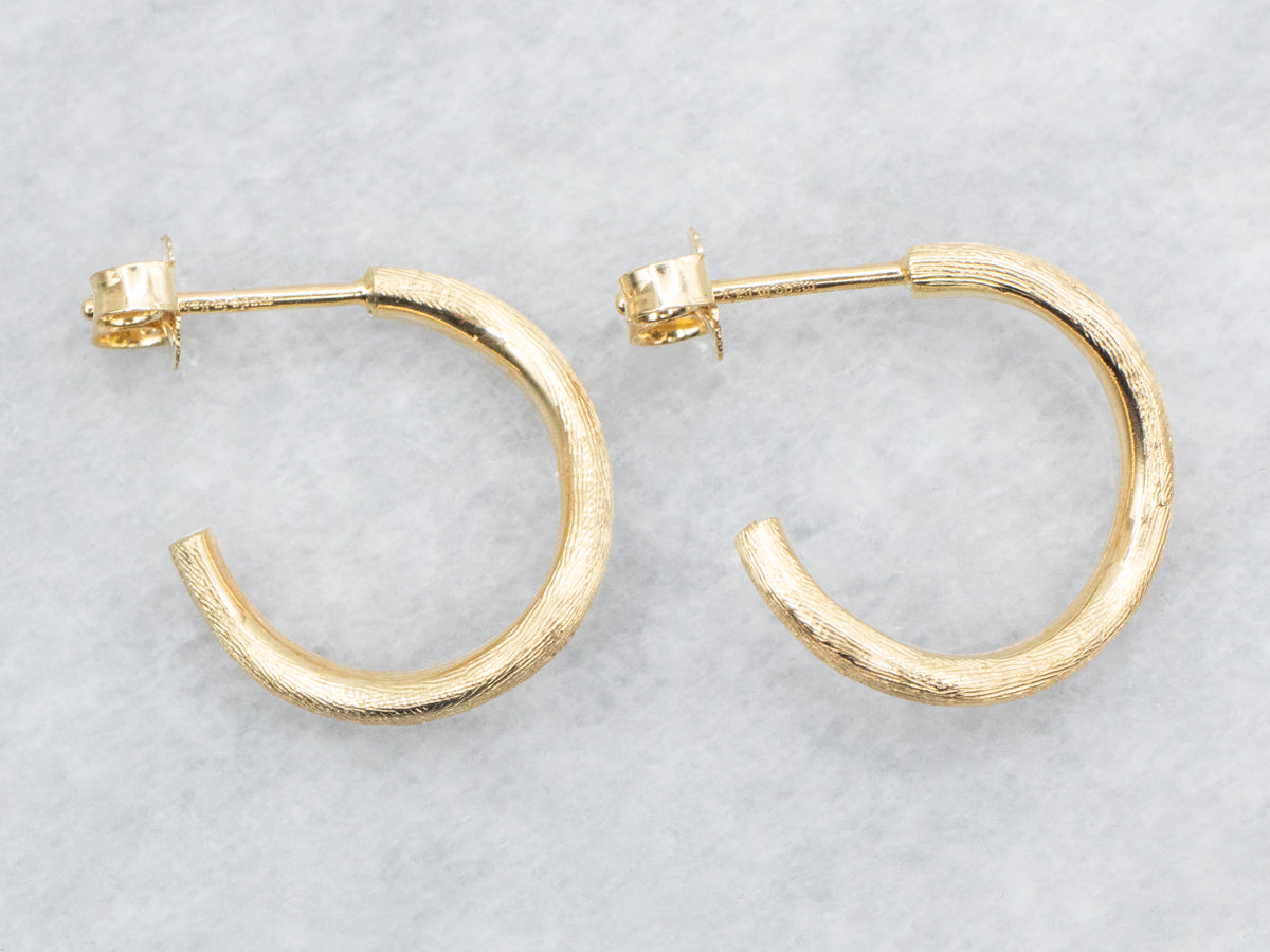 Brushed Gold Hoop Earrings