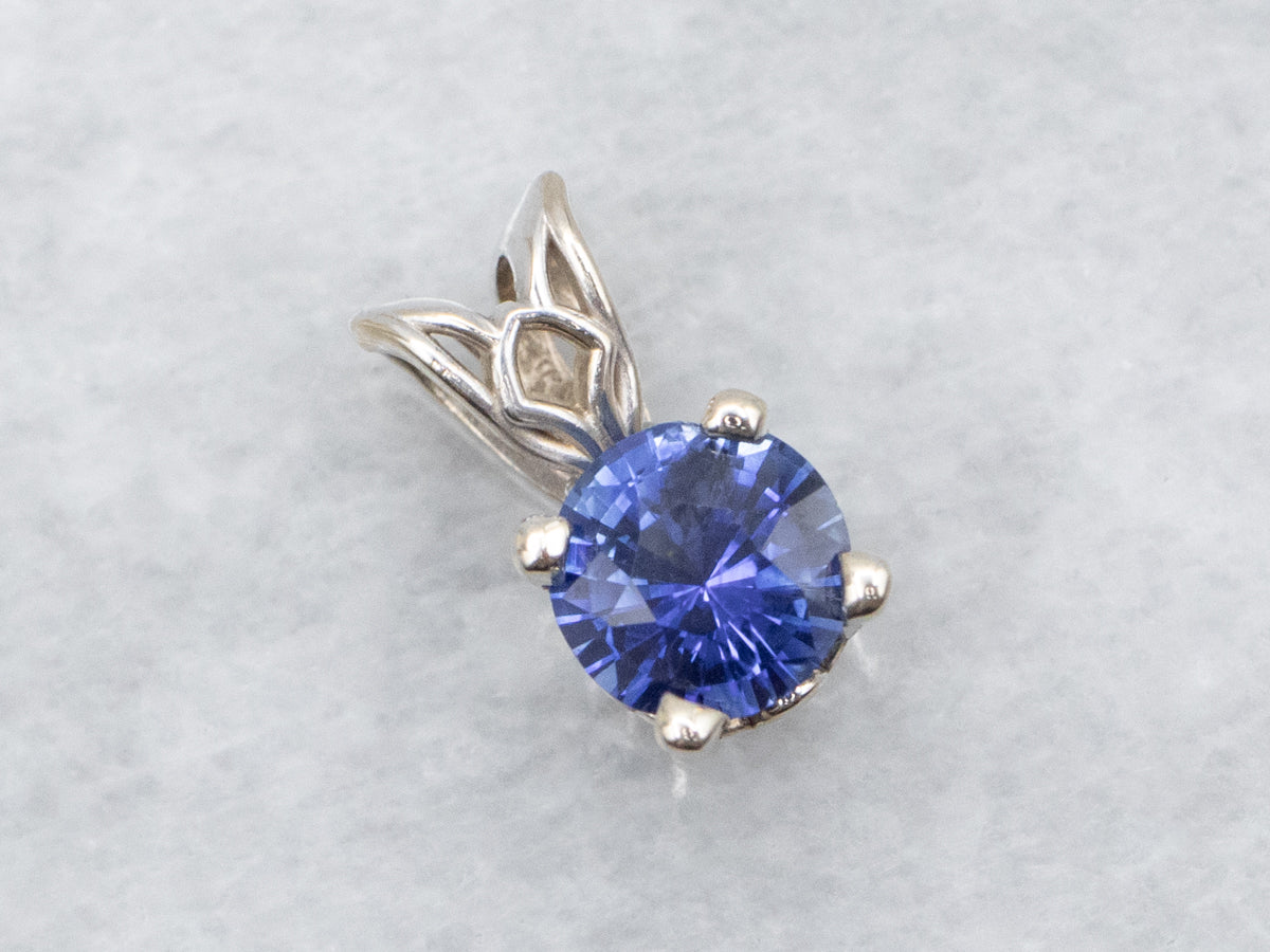 Classic White Gold Sapphire Solitaire Pendant