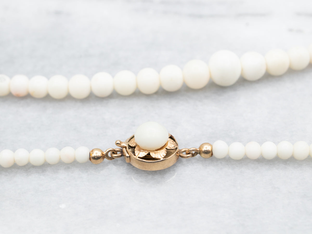 Graduated White Coral Necklace