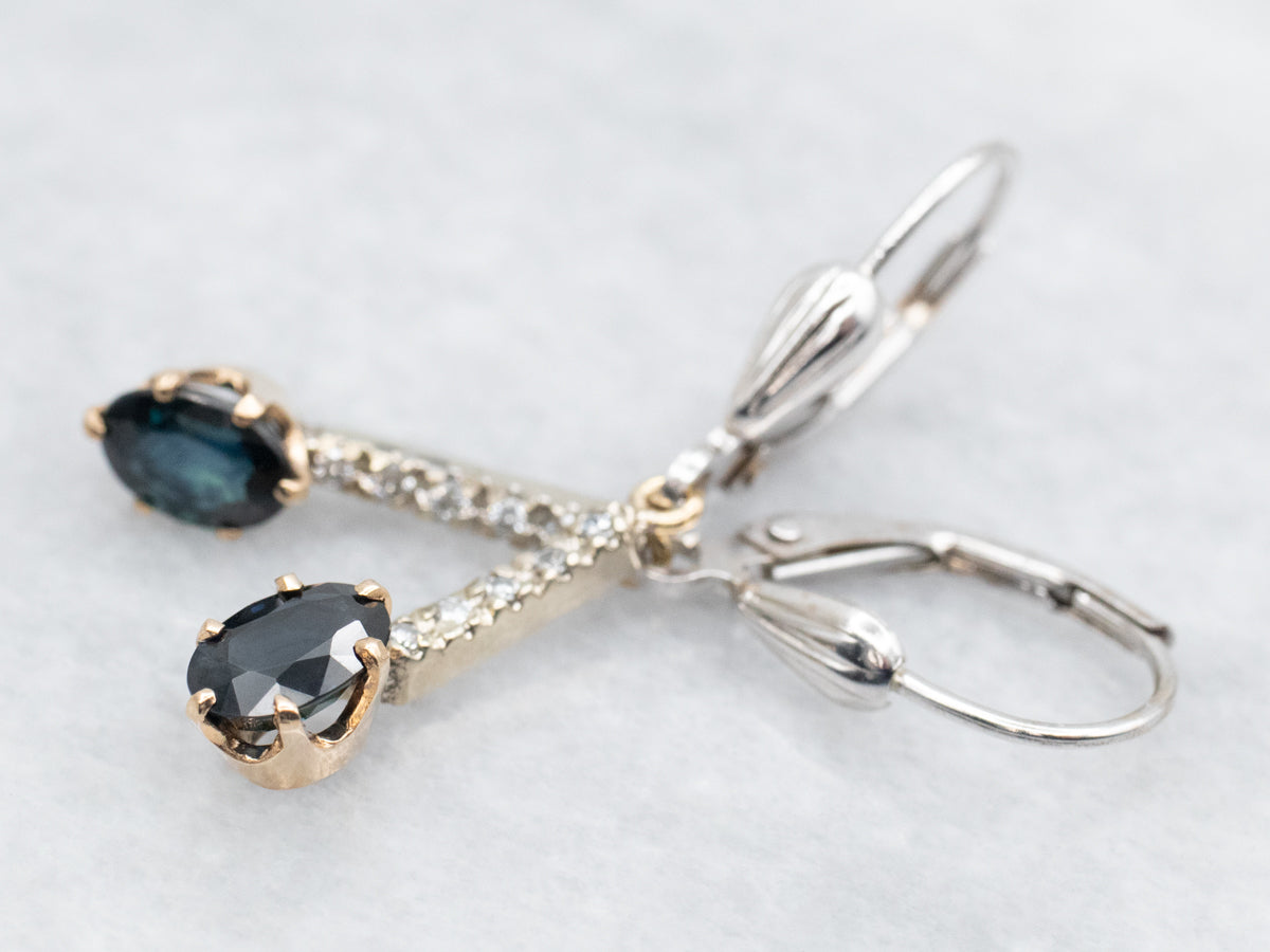 Sapphire and Diamond Drop Earrings