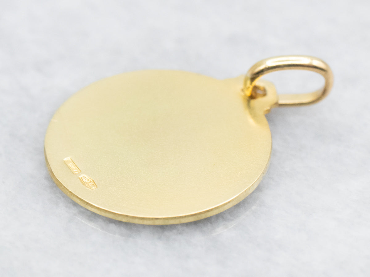 Gold Cherub Disc Pendant