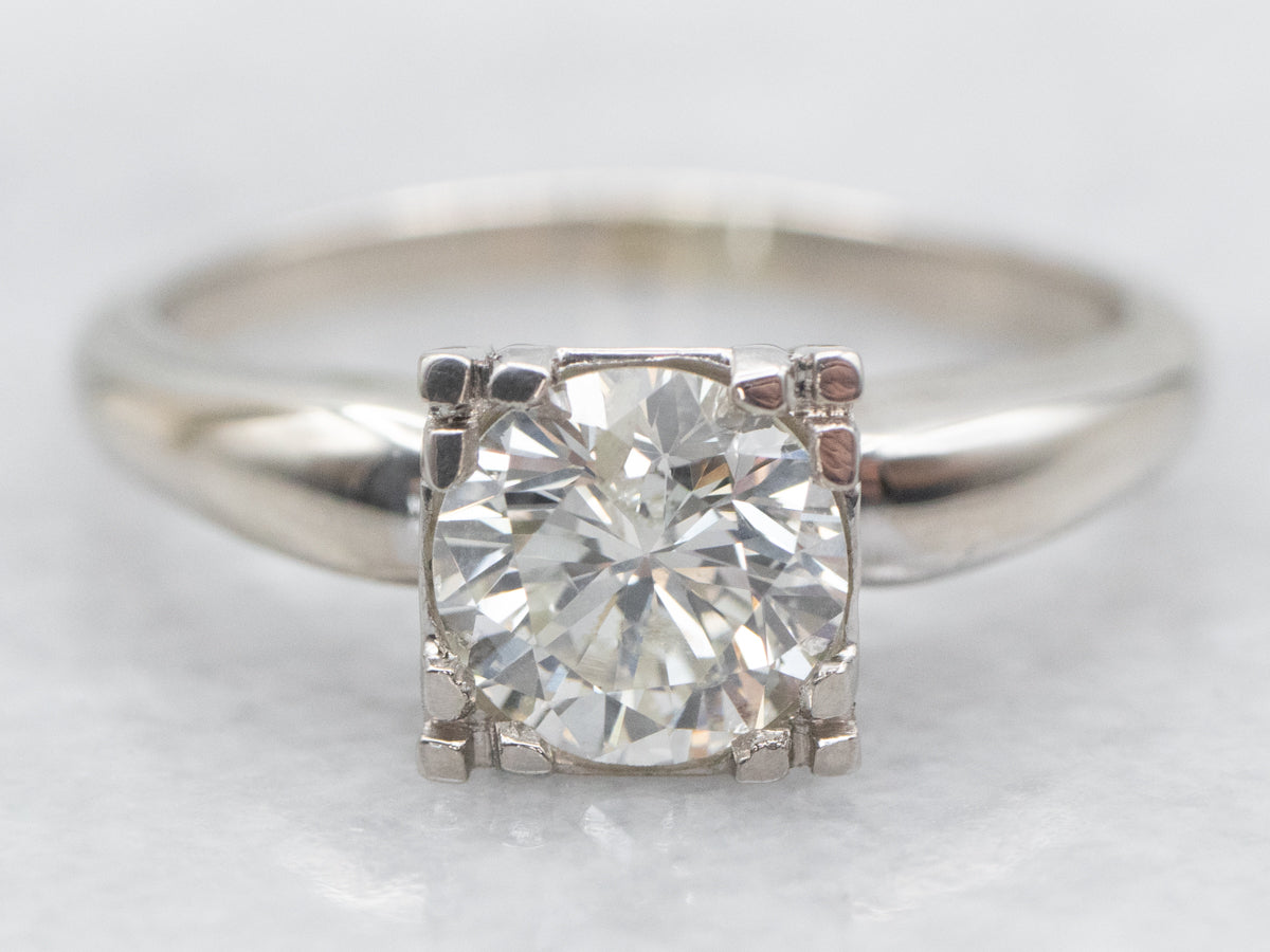 Retro Era Diamond Solitaire Engagement Ring