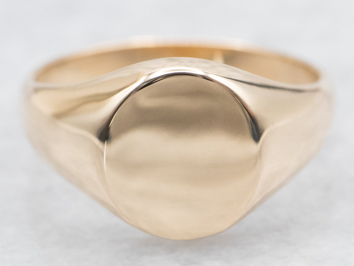 Plain Oval-Top Gold Signet Ring