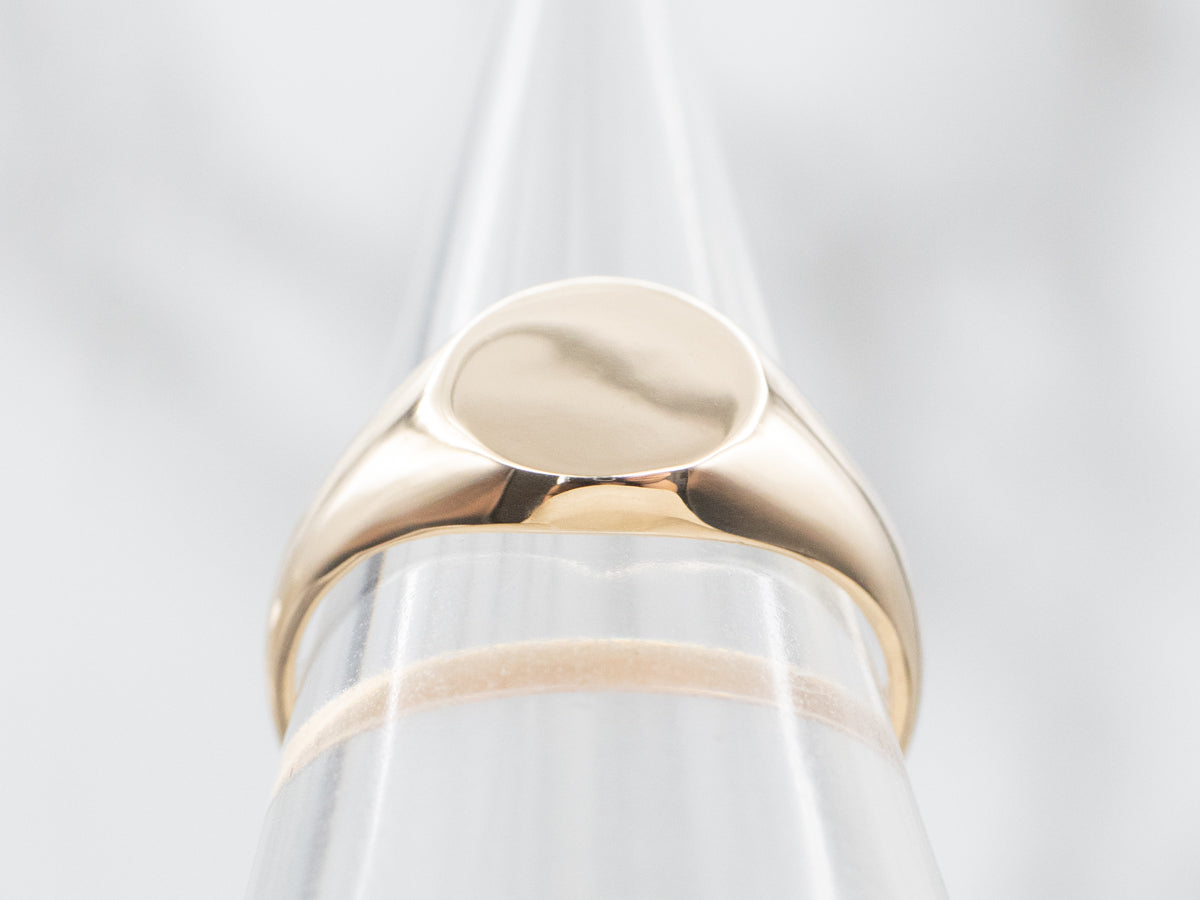 Plain Oval-Top Gold Signet Ring