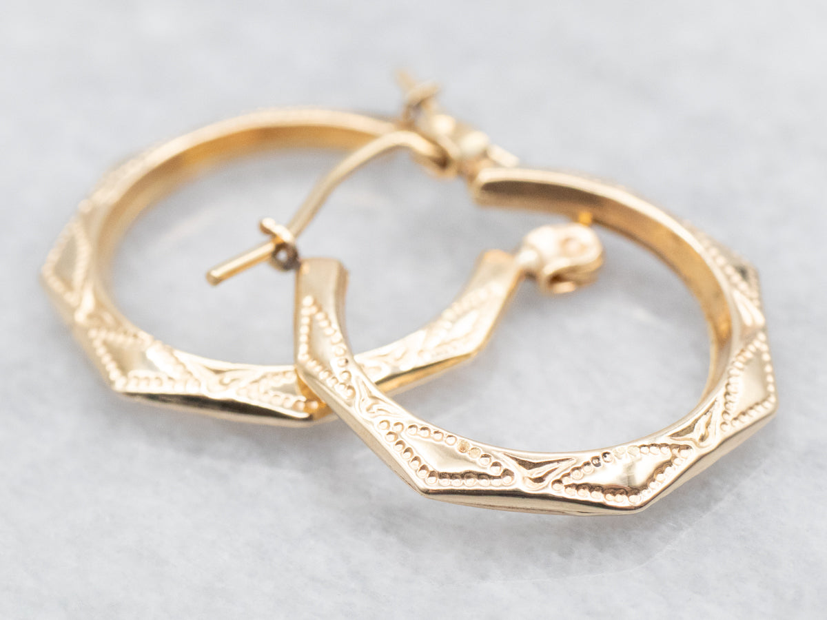 Etched 14-Karat Gold Hoop Earrings