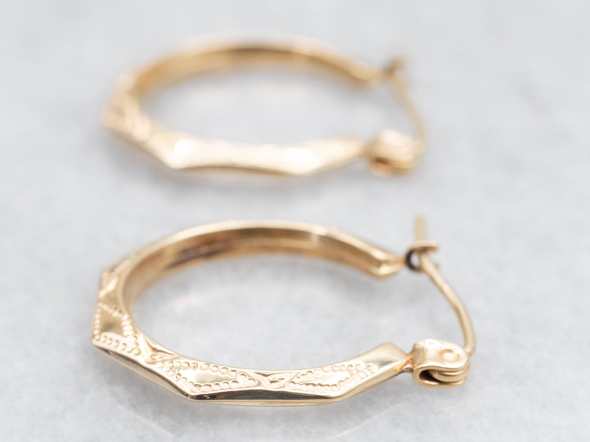 Etched 14-Karat Gold Hoop Earrings