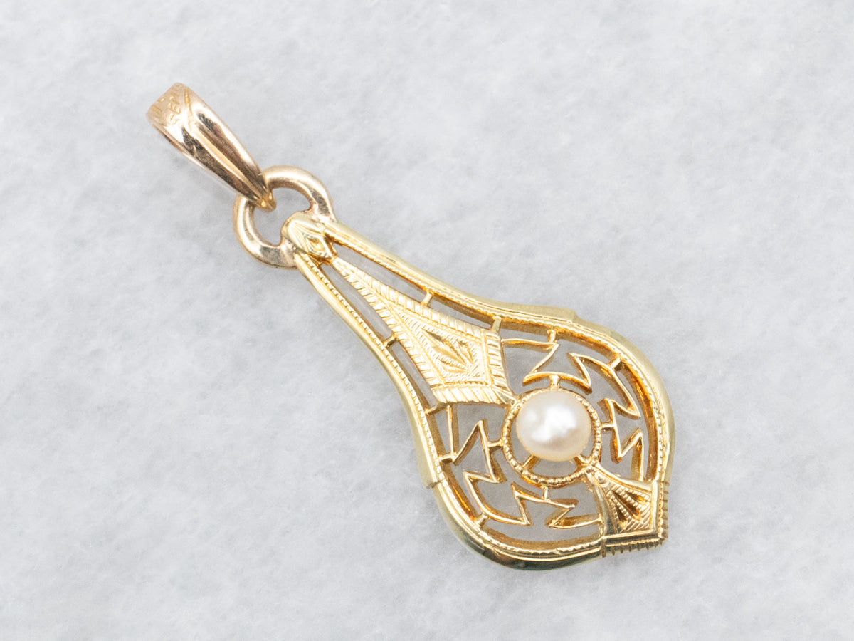 Pearl Filigree Lavalier Pendant