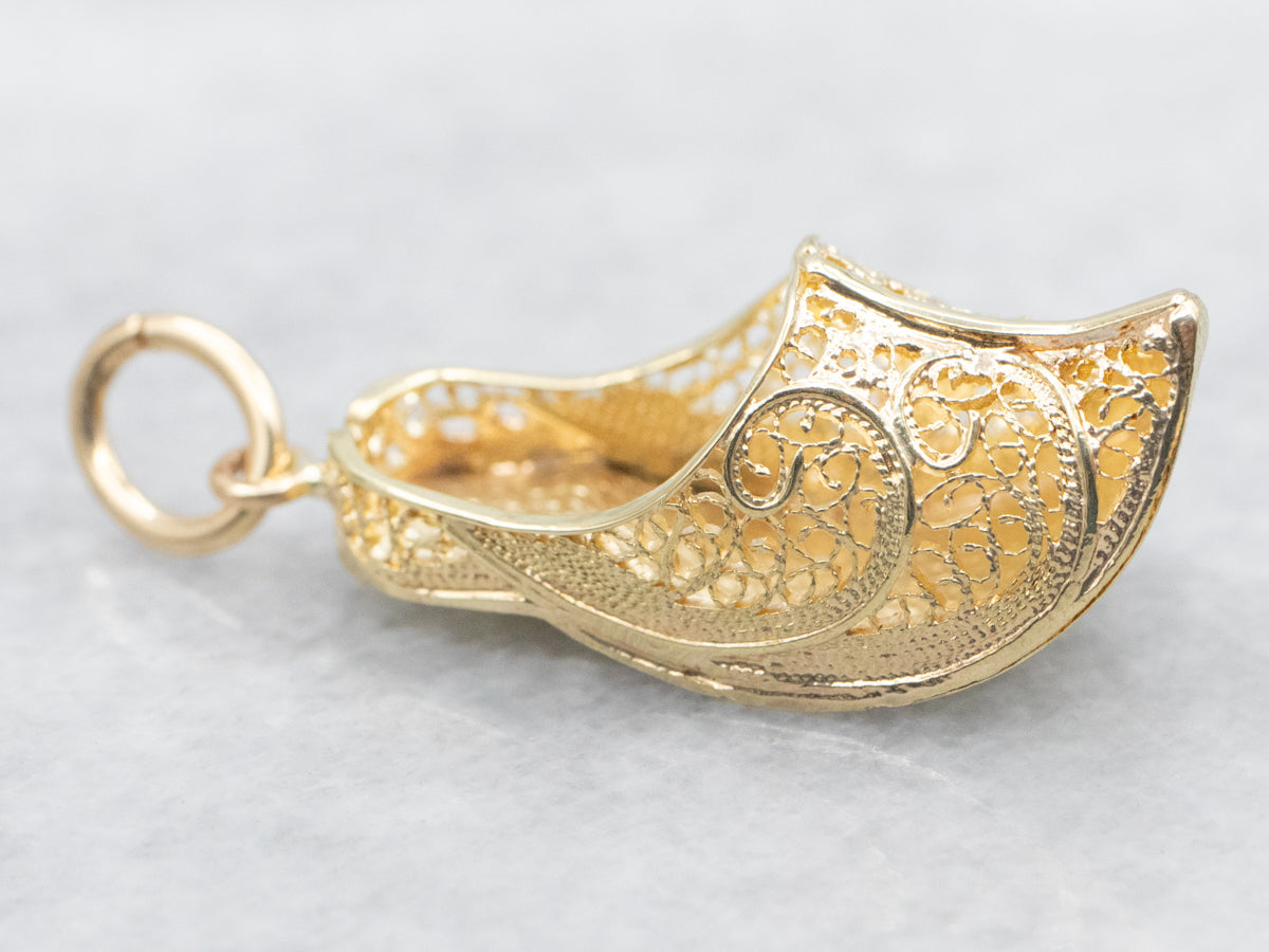 Gold Filigree Dutch Clog Charm