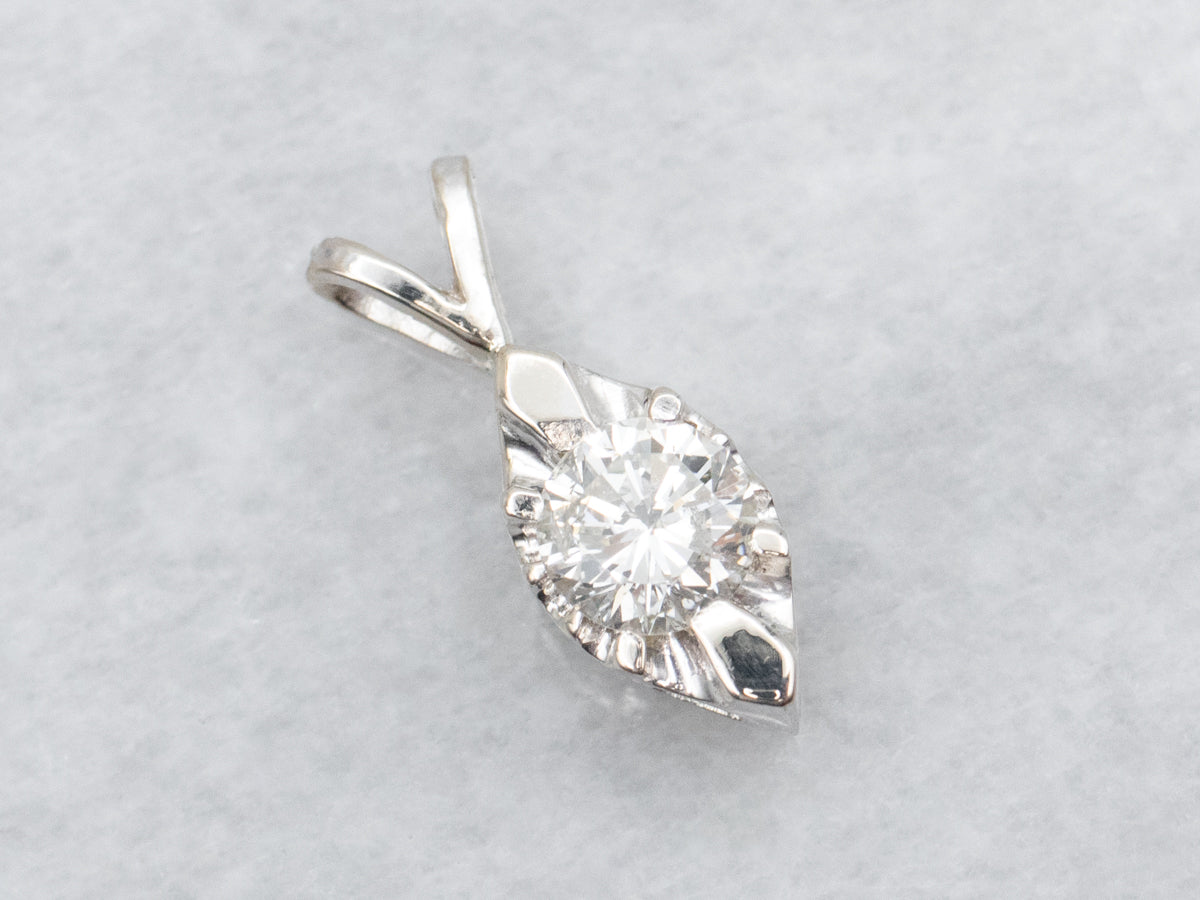 White Gold Diamond Solitaire Pendant