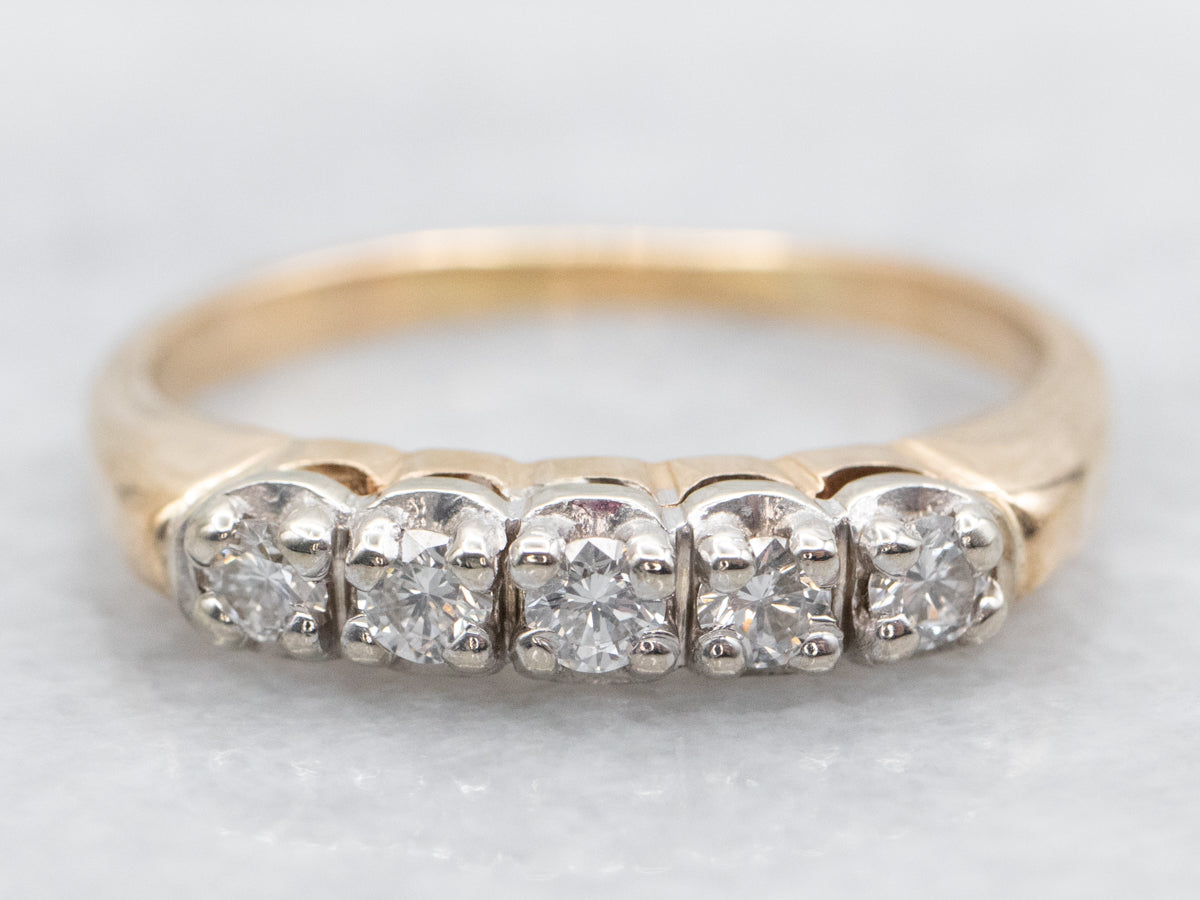 Two Tone Gold Diamond Wedding Band