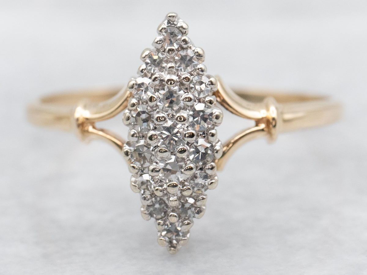 Marquise Shaped Diamond Cluster Cocktail Ring