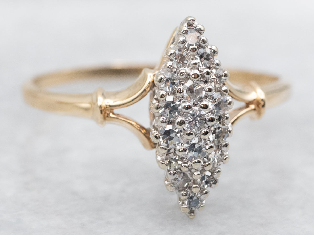 Marquise Shaped Diamond Cluster Cocktail Ring