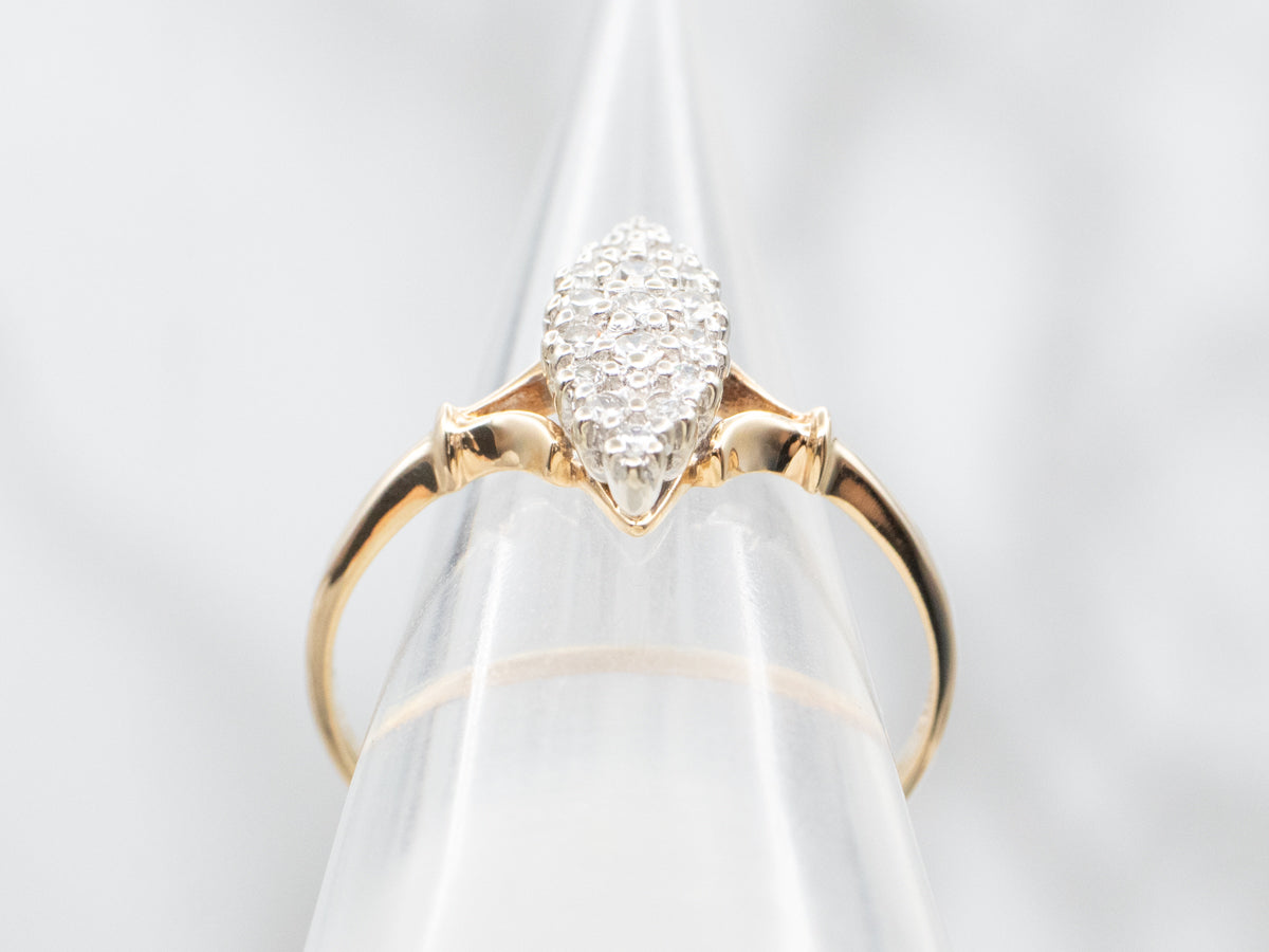 Marquise Shaped Diamond Cluster Cocktail Ring