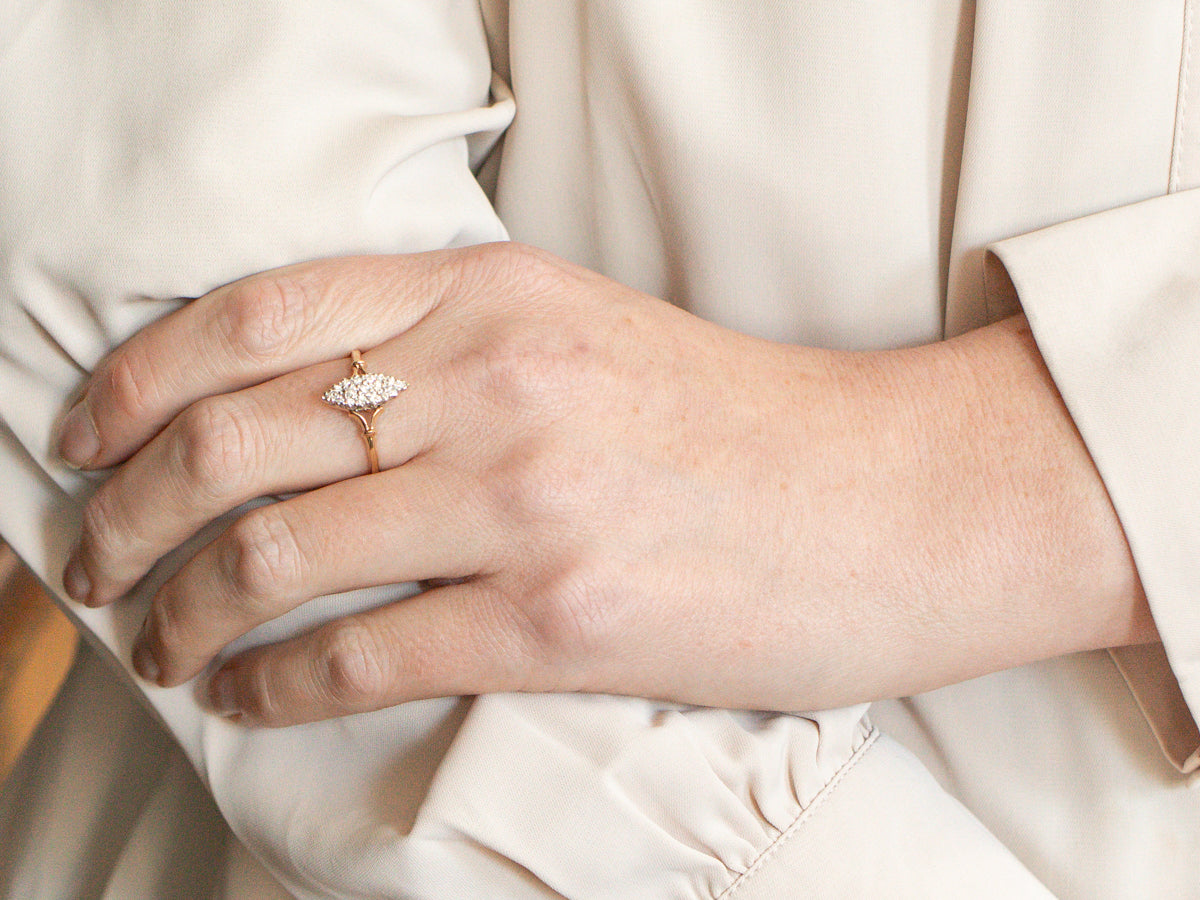 Marquise Shaped Diamond Cluster Cocktail Ring