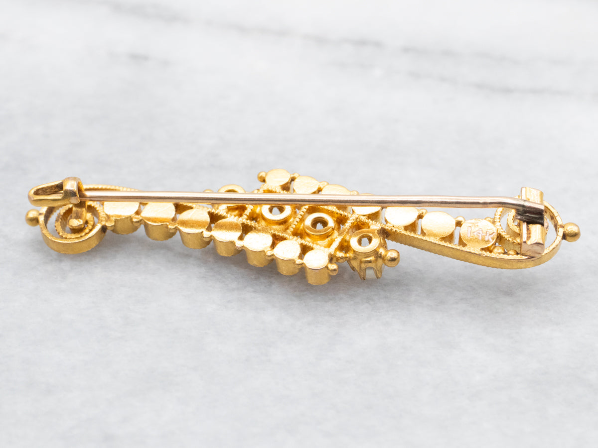 Etruscan Revival Victorian Pearl Brooch