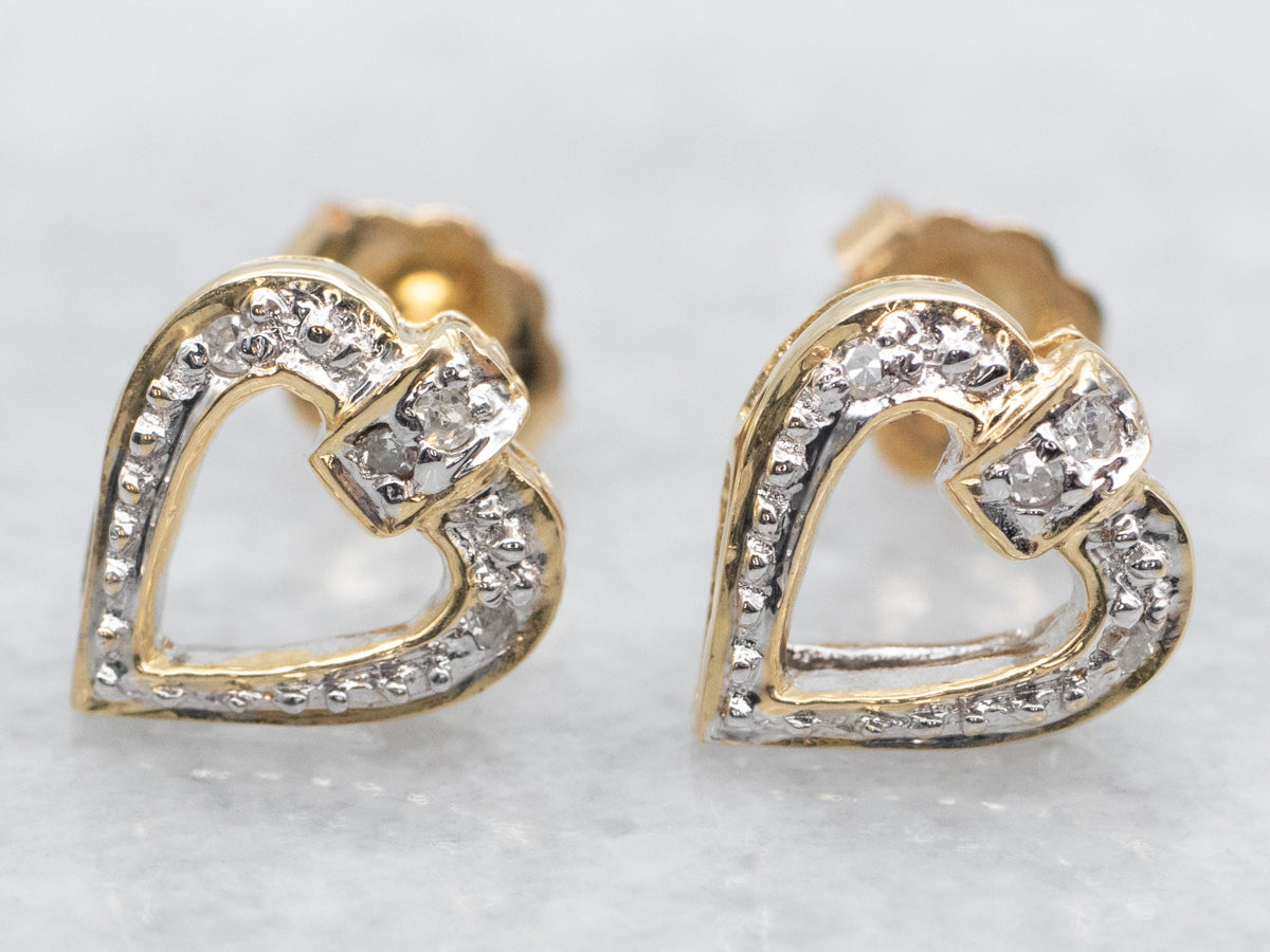 Sparkling Diamond Heart Shaped Stud Earrings