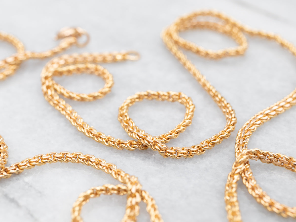 Woven 18-Karat Yellow Gold Chain Necklace with Spring Ring Clasp