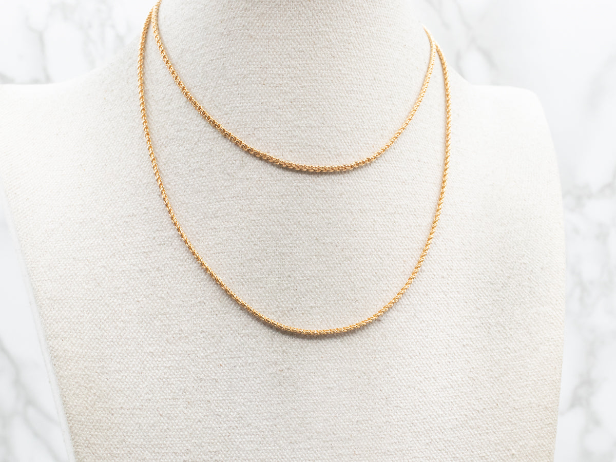 Woven 18-Karat Yellow Gold Chain Necklace with Spring Ring Clasp