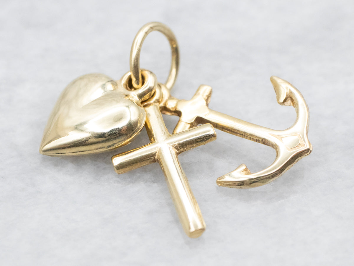 Faith Hope and Charity Gold Charm