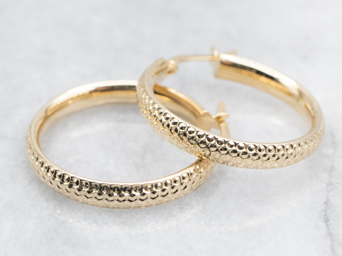 Gold Textured Hoop Earrings