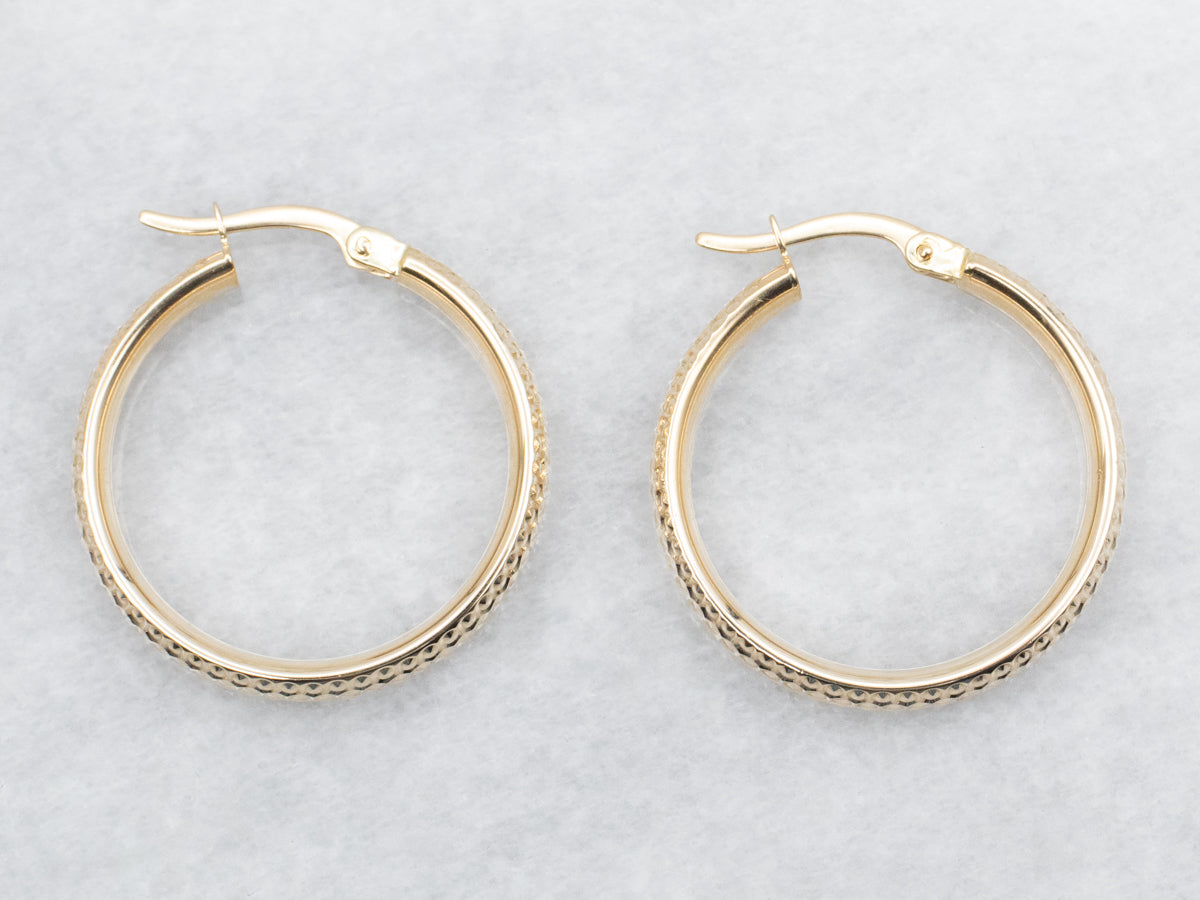 Gold Textured Hoop Earrings