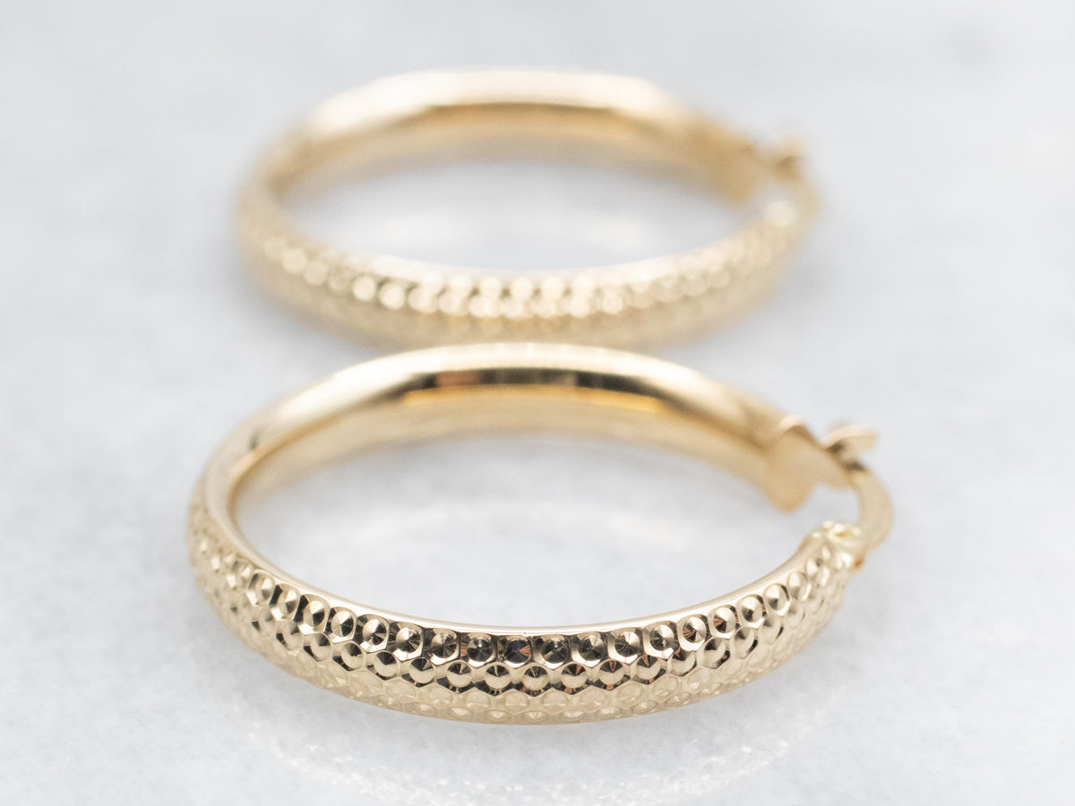 Gold Textured Hoop Earrings