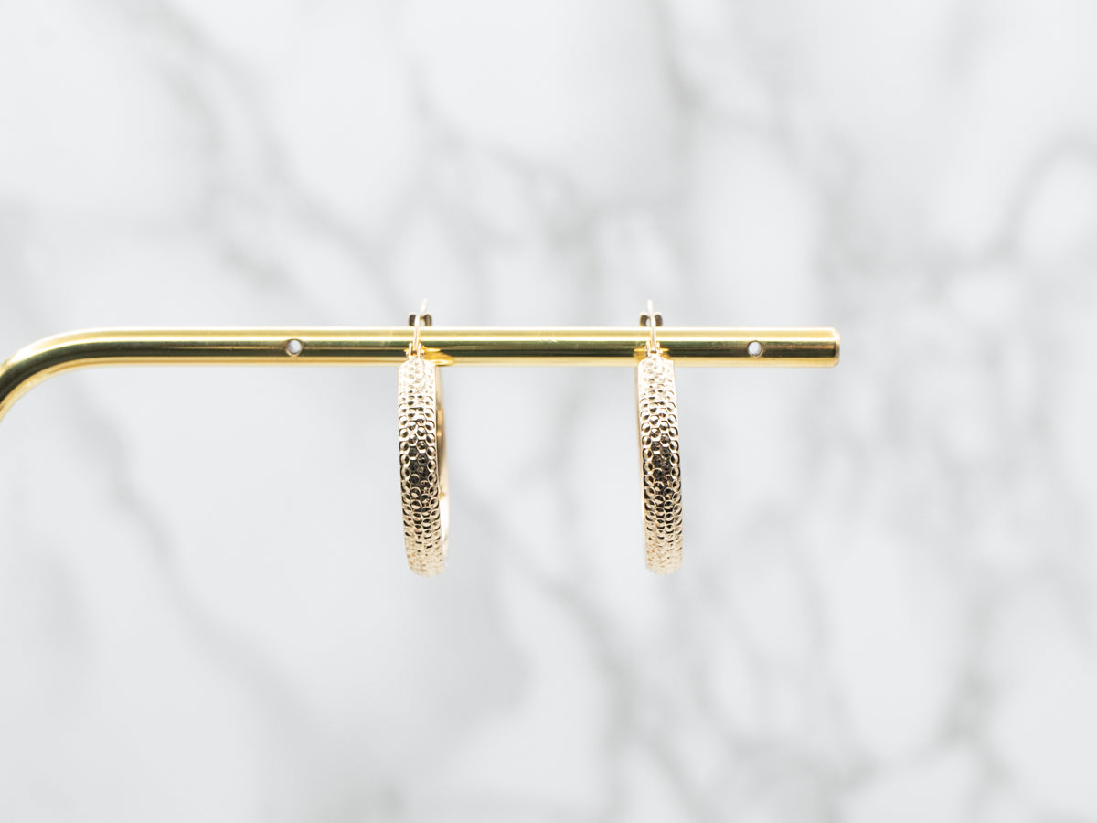 Gold Textured Hoop Earrings