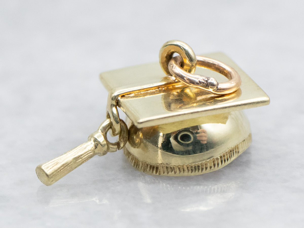 Vintage Gold Graduation Cap Charm