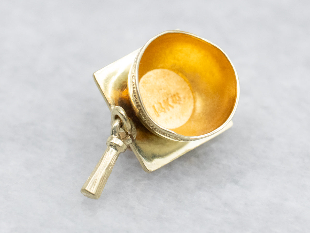 Vintage Gold Graduation Cap Charm