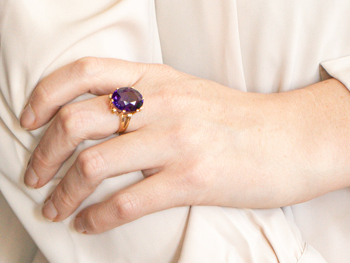 Vintage Amethyst Solitaire Cocktail Ring