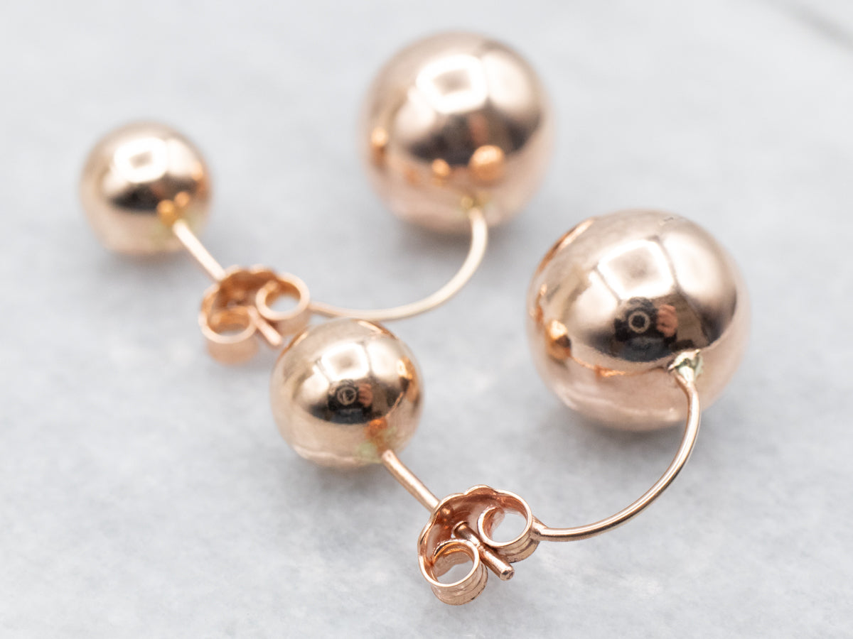 Rose Gold Double Ball Earrings