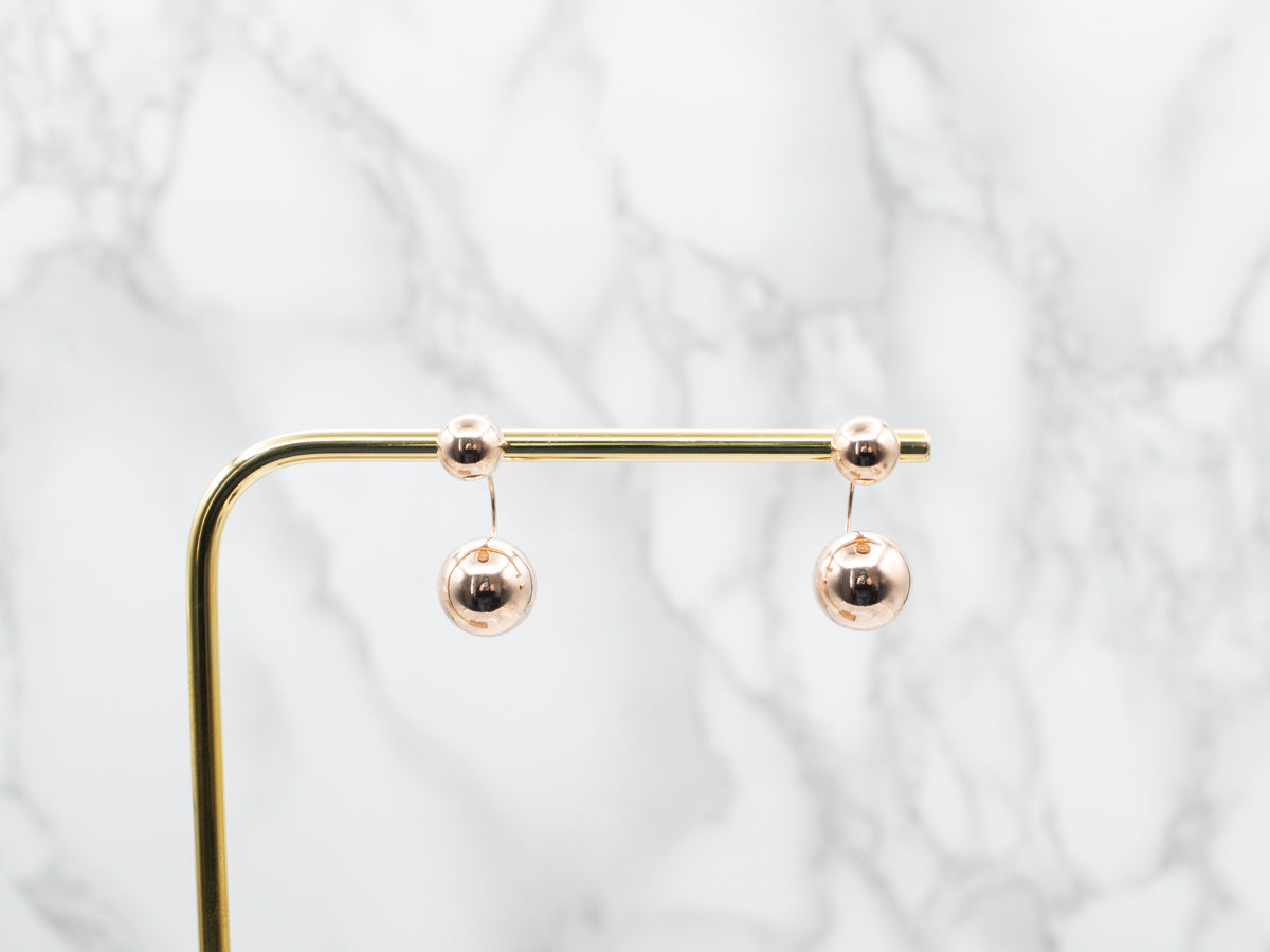 Rose Gold Double Ball Earrings