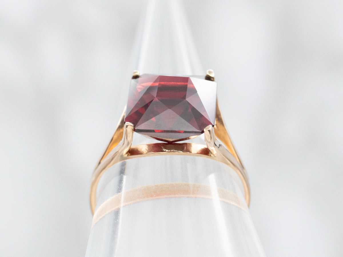 Garnet Solitaire Cocktail Ring