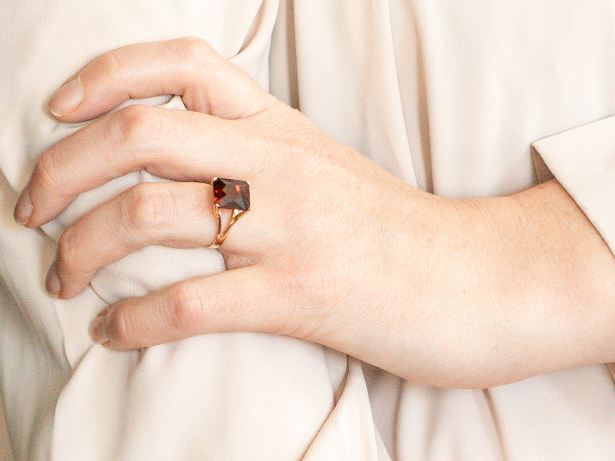 Garnet Solitaire Cocktail Ring