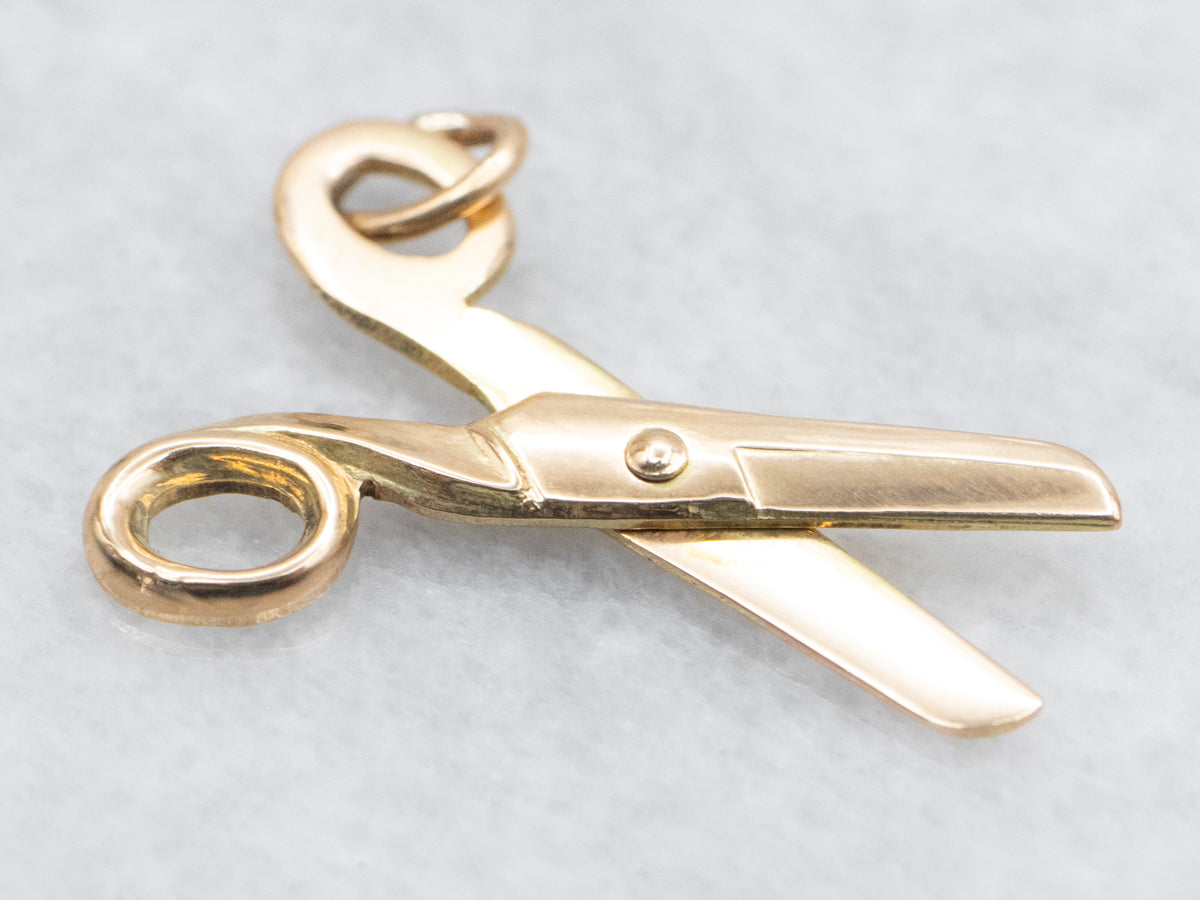 Yellow Gold Scissors Charm or Pendant