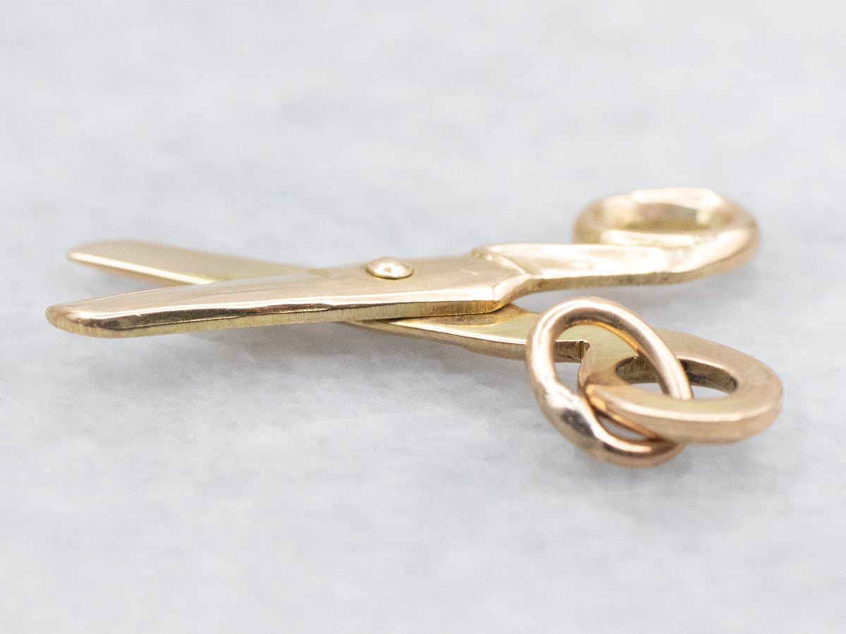 Yellow Gold Scissors Charm or Pendant