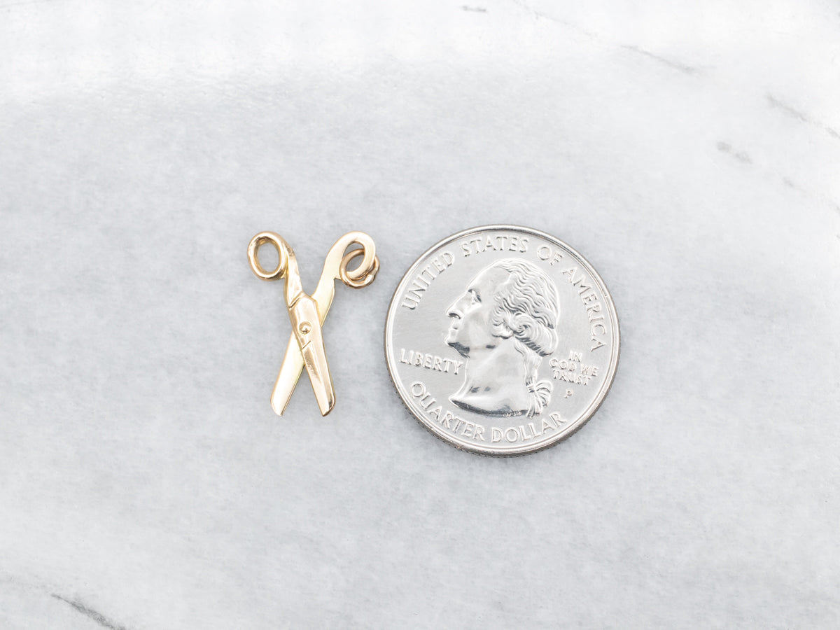 Yellow Gold Scissors Charm or Pendant