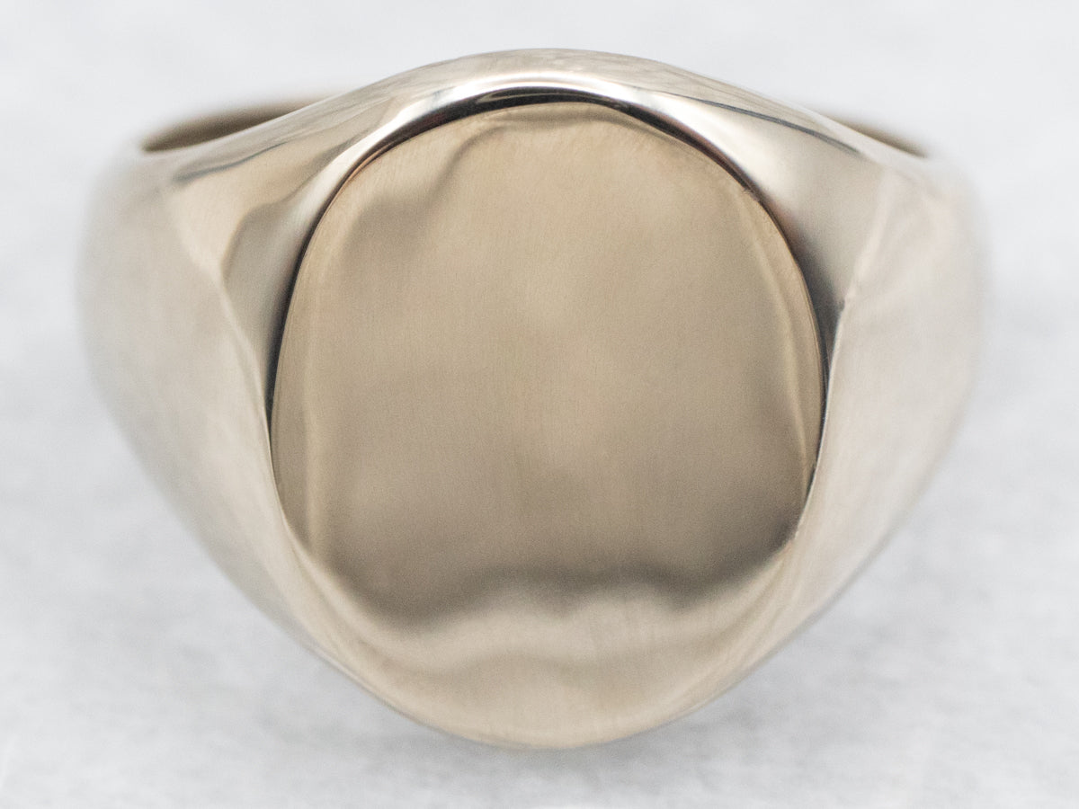 Bold White Gold Signet Ring