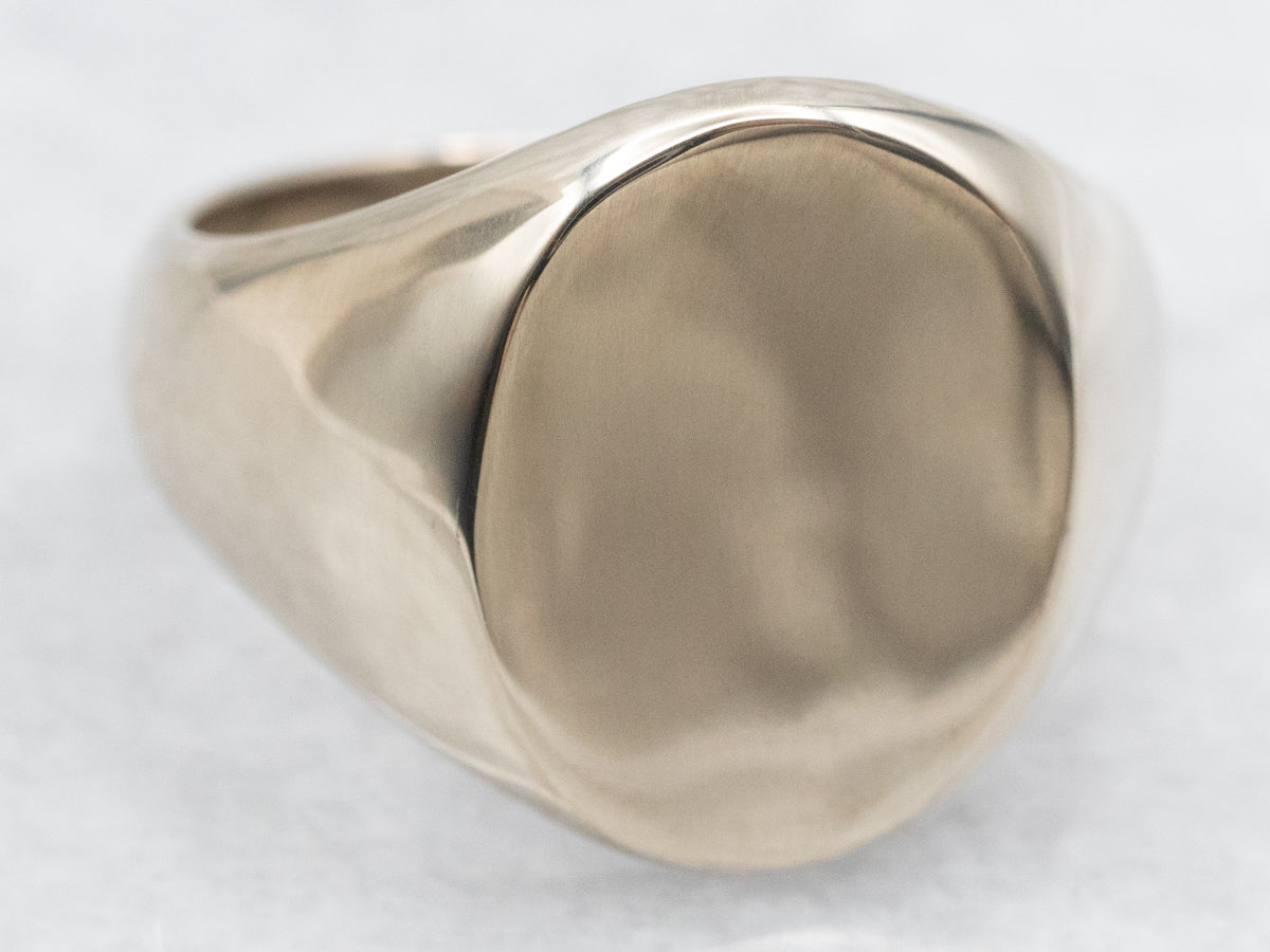 Bold White Gold Signet Ring